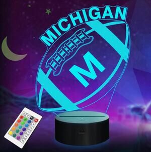 3D Illusion Lamp Michigan Football Night Light, New in Box